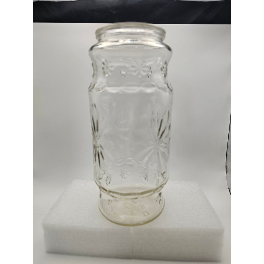 Vintage Planters Mr Peanut Glass Jar Embossed Sunburst Floral Replacement No Lid